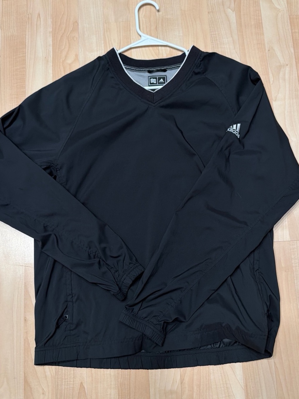 adidas Black and White V-Neck Athletic Pullover
